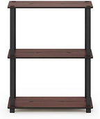 Furinno TURN-S-TUBE Storage Shelves, 3-Tier Book Shelf, Corner Shelf, Toolless Open Shelves, for Organization and Storage, Living Room, Garage, Home Office, Dark Cherry - Image 6