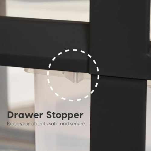 IRIS USA 3-Drawer Rolling Storage Cart, Black/Clear - Image 6