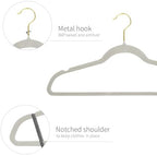 ManGotree Velvet Coat Hangers with 360° Swivel Gold Hook 36 Pack Grey - Image 4