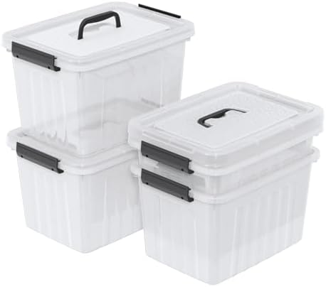 18 Quart Storage Boxes, 4-Pack Clear Plastic Storage Bins with Lids by Ziglous
