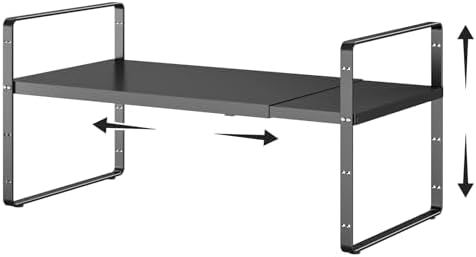 Expandable Cabinet Shelf Organizer, 16.5"~27''L, Black by jkxoo
