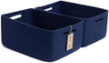 MiniArk Large Storage Baskets for Shelves, 17 x 13 x 7.5” Closet Organizers Bins for Clothes Blanket Towels, Baby Nursery, Toy Baskets Box, Woven Rope Baskets, 2 Packs Navy Blue by MiniArkStorageBasketsHome