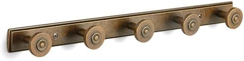 Coat Rack Wall Mounted, Antique Brass Zinc Alloy with 5 Hooks by Deuschwer