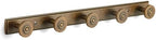 Coat Rack Wall Mounted, Antique Brass Zinc Alloy with 5 Hooks by Deuschwer