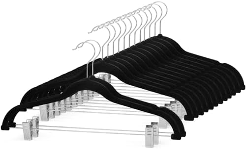 Cozymood Velvet Skirt Hangers 24 Packs Velvet Hangers with Clips - Black by CozyMood