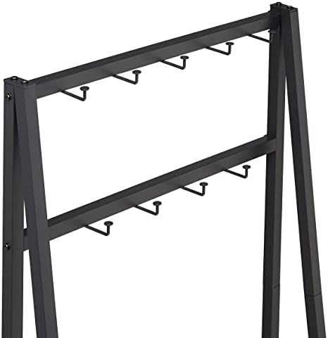 Amazon Basics 9 Hooks Coat Rack, Freestanding Entryway Shoe Bench with Metal 1-Tier Storage Shelf, Space Saving for Hallway and Bedroom, 13" D x 27.6" W x 69" H, Black - Image 4