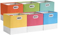 Storage Cube Bins | Macaron & White, 10.5"x10.5"x11", 6 Pack by FABINADO