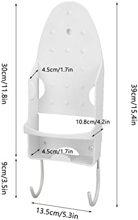 Electric Iron Holder,Heat ant 2 in 1 Wall Mounted Iron Board Rack,Iron and Ironing Board Storage Organizer Shelf,for Household Bathroom Laundry Room (White) - Image 2