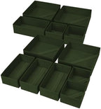 DIMJ Drawer Organizer Clothes, 12 Pack Dresser Organizer, Foldable Closet Organizers and Storage, Fabric Dresser Bins, Drawer Dividers for Nursery, Baby Clothes, Underwears, Sock (Green) by DiMJ