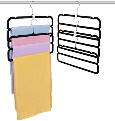 10 Pack Velvet Pants Hangers for Closet Space Saving, Thin Hanger (Black) - Image 3