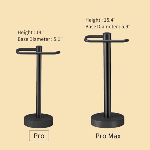 YUMORE Hand Towel Holder Stand Countertop Towel Rack Free Standing Towel Bar Hanger for Bathroom Kitchen Pro Matte Black - Image 3