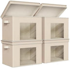 Univivi Fabric Storage Bins with Lids for Closet, 4 Pack, Beige by Univivi