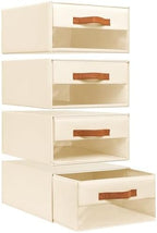 DIMJ Closet Organizers and Storage - Fabric Bins with Drawers for Closet Foldable Clothes Organizers with Clear Window, Stackable Storage Drawers for Bedroom, Living Room, 4-Pack, Beige by DiMJ