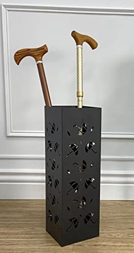 Mango Steam Metal Square Tall 19.5" Umbrella/Cane/Walking Stick/Wrapping Paper Holder, Stand, Rack Organizer (Brollies Black) - Image 4