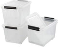 Bringer 4-Pack Large Plastic Storage Box, 50 L Wheeled Clear Storage Boxes by Bringer