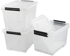 Bringer 4-Pack Large Plastic Storage Box, 50 L Wheeled Clear Storage Boxes by Bringer