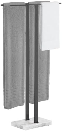 KES Standing Towel Rack, 37", Marble Base, 304 Stainless Steel, Matte Black by KES