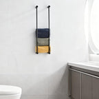Towel Racks for Bathroom, NEWRAIN Wall Mounted Stainless Steel Organizer, Matte Black Rolled Towel Storage Wall-Mounted Bath Towel Holder for Folded Large Towel Washcloths ﻿ - Image 4
