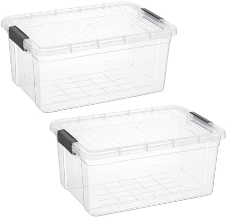 Superio Storage Bins with Lids, Clear Plastic Containers for Organizing, Stackable Totes, BPA Free, Odor Free, Organizer Boxes for Home, and Dorm (2 Pack, 36 Qt) by Superio