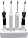 4 Slot Family Electric Toothbrush Charger Holder and Bathroom Organizer, for Select OralB and Philips Sonicare Tooth Brush Chargers (See Compatability Image), Countertop Stand or Wall-Mounted, White by Unknown