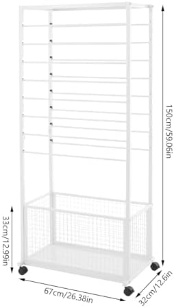 Double-Sided 16-Layer Ribbon Holder Organizer Rack with Wheels Floor Standing Wrapping Paper Display Shelf for Florist Craft Room Cake Shop, 110lbs Load-Bearing Capacity - Image 5