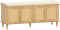 Akxomel 47.2" Rattan Shoe Storage Bench 4 Doors Wooden Entryway Bench Oak by Akxomel