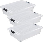 Asking 3-Pack 40 Quart Plastic Wheels Under Bed Storage Box with Lid, Clear - Image 7