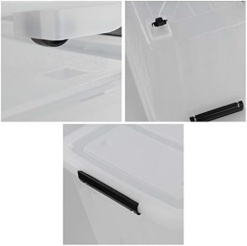 70 L Clear Plastic Large Storage Box with Wheels, Set of 4 - Image 3