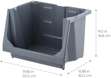IRIS USA 3-Pack Large Open Front Storage Bins, Gray - Image 2