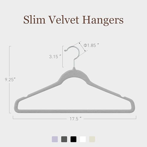 Velvet Hangers 200 Pack, 17.5" Non-Slip Clothes Hangers, Gray - Image 2