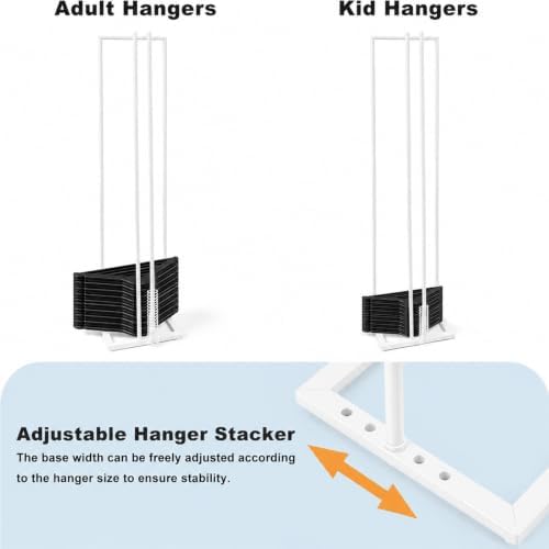 32 Inch Hanger Organizer, Metal Hanger Storage Stacker, White - Image 3