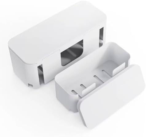 Cable Management Box Set – White, Large & Medium Cord Organizer Box for Home and Office by Unknown