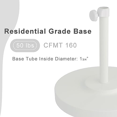 California Umbrella 50 lbs. Round Concrete Weighted Powdercoated Steel Umbrella Base, White Frame - Image 4