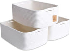 Woven Rope Baskets for Organizing, 3 Pack, 15.5 x 11 x 5.5" Storage Bins by NaturalCozy