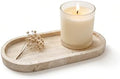 Oval Travertine Tray 4.8 in x 9.8 in for Bathroom Dresser Countertop Organizer, Natural Marble Vanity Tray for Perfume, Candles, Ring, Decorative Jewelry Dish by GEOONA