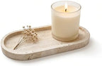 Oval Travertine Tray 4.8 in x 9.8 in for Bathroom Dresser Countertop Organizer, Natural Marble Vanity Tray for Perfume, Candles, Ring, Decorative Jewelry Dish by GEOONA