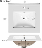 Harper & Bright Designs 20" Bathroom Vanity with Sink, Free Standing Single Vanity Set with One Divider Drawer, and Door Storage Shelf, Wooden Storage Cabinet with Ceramic Basin for Bathroom, White - Image 4