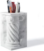 BCS Aesthetic Roman Column Book Ends, 4-in-1 Heavy Duty Marble Bookend for Shelves, Decorative Pen Holder, Classic Greek Statue for Office Home Desk Decor(1PC, White) by BCS