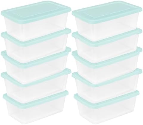 Sterilite Storage Box, Clear Snap Lid Tote, Mindful Mint, 6 Qt, 10-Pack by Sterilite