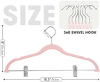 24-Pack Blush Pink Velvet Hangers with Clips Adjustable,Adult Hangers,Heavy-Duty,Felt,Non-Slip,Space Saving,Slim Outfit Hanger for Pants, Skirts, Suits,Coats, Dresses ect. - Image 2