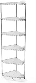 6-Tier NSF Metal Corner Shelf Wire Shelving Unit - 600lbs Capacity, Adjustable, with leveling feet & Shelf Liners - Ideal for Garage, Kitchen - 20" L x 20" D x 72" H - Pentagonal-Shape - Chrome by pouseayarMassageTable