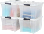 IRIS USA 4-Pack 40 Quart Storage Bins with Lids, Pearl by IRISUSA