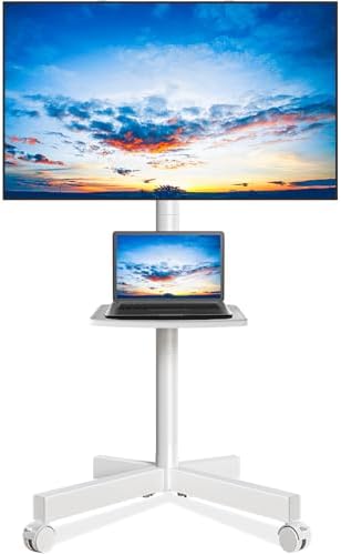 Rfiver Mobile TV Stand for 23-65 Inch Flat/Curved TVs up to 88 lbs White by Rfiver
