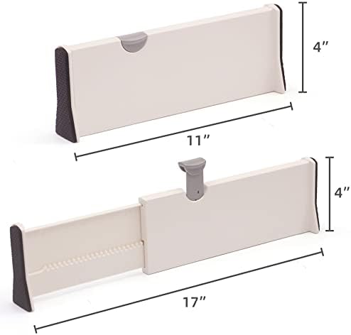 TENABORT Set of 8 Adjustable Drawer Dividers Organizer Separators Plastic Dresser Organizer for Bedroom, Bathroom, Closet, Office Desk, Kitchen Storage - Image 2
