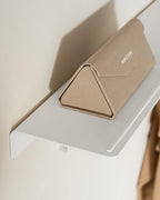 Kazai. Coat Rack Wall Mount with Shelf 'Holmsen' | Coat Rack with Shelf for Storage and Display | Wall Hooks for Hanging Clothes and Purses | Modern Entryway Hangers in Metal | White - Image 3