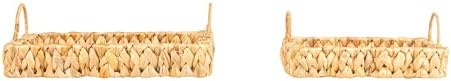 Household Essentials Woven Water Hyacinth Scalloped Square Trays, Set of 2, Natural - Image 6