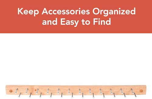Spectrum Wood Peg Rack for Wall Mount Storage 24 Peg Hanging Tie Belt Scarf Coat Rack Hanger for Closet Organization, Tie and Belt Rack Wall Mounted Wooden Storage Rack Organizer Peg Wall Hooks - Image 2