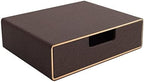 Stackable Organizer Drawer Classic Brown Pu Leather Handmade,Organize Home Office Desk Accessories and Sort Letter-Size Paper/a4 Document,Desk Caddy with Drawers Storage Box,13.1x10x3.7inches by RHCSZ