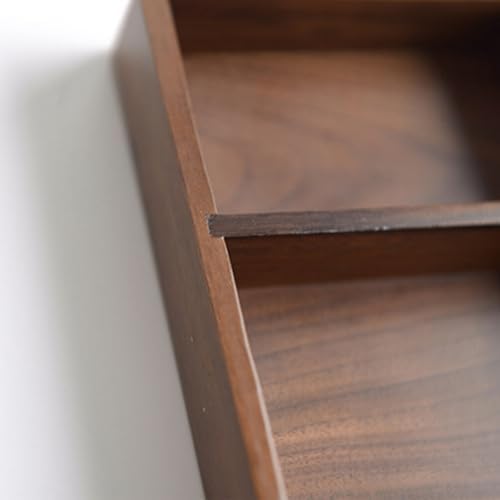 Walnut Cutlery Storage Box Drawer Type Flatware Storage Tray Solid Wood Tableware Organizer for Kitchen Utensils Knives Forks Spoons Desktop 9.44 X 6.61 X 0.98 in - Image 3