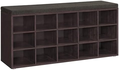VASAGLE Shoe Bench with Cushion, 15 Compartments, 11.8 x 41.3 x 18.9 Inches by VASAGLEbySONGMICSHOME